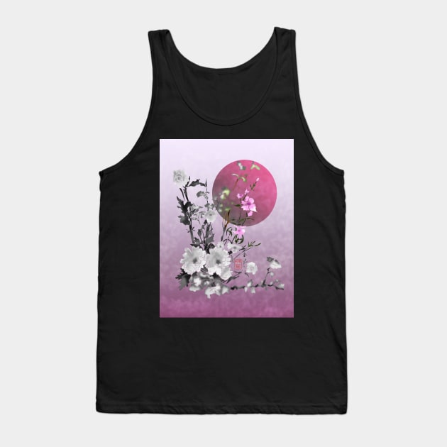 sumiE flowers and a big pink moon Tank Top by cuisinecat